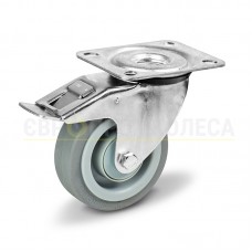 Колесо на еластичній гумі/сірий поліамід в поворотному кронштейні "Light" з майданчиком і гальмом 2831100 КК