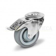 Колесо на еластичній гумі/сірий поліамід в поворотному кронштейні "Light" з отвором і гальмом 2891100 КК