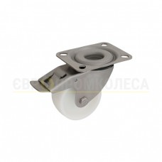 Колесо з поліаміду у поворотному нерж. матовому кронштейні з майданчиком і гальмом 3030Н080ВН