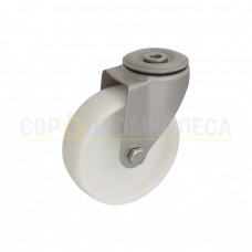 Колесо з поліаміду у поворотному нерж. матовому кронштейні з отвором 3080Н125ВН