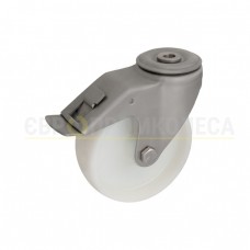 Колесо з поліаміду у поворотному нерж. матовому кронштейні з отвором і гальмом 3090Н125ВН