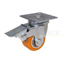 Колесо з поліуретану у поворотному кронштейні з майданчиком і гальмом 5032035 КМ