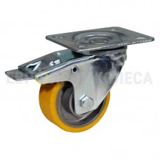 Polyurethane wheel in swivel bracket with pad and brake 5031080 BК
