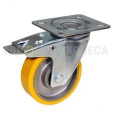 Polyurethane wheel in swivel bracket with pad and brake 5031100 BK