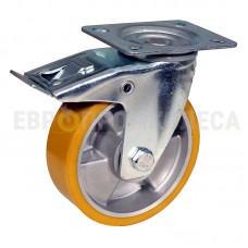 Polyurethane wheel in swivel bracket with pad and brake 5031125 BK