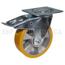 Polyurethane wheel in swivel bracket with pad and brake 5031160 BK