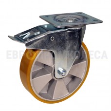Polyurethane wheel in swivel bracket with pad and brake 5031200 BK