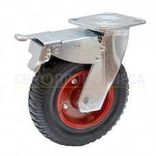 Колесо з цільнолитою гумовою шиною в поворотному кронштейні з майданчиком і гальмом 8431160 КК