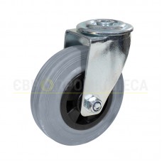 Колесо на сірій гумі у поворотному кронштейні з отвором 1481200 РК