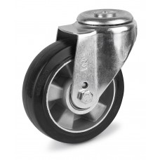 Wheel on elastic rubber in swivel bracket with bolt hole 2081160 BC