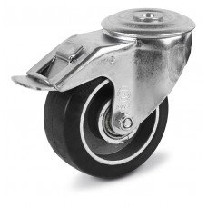Wheel on elastic rubber in swivel bracket with bolt hole and brakee 2091080 BC