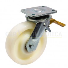 Колесо з поліаміду у надпосиленому поворотному кронштейні "Super hard" з майданчиком і гальмом 3135200 ККП