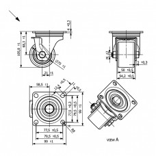 Колесо з поліаміду у поворотному кронштейні серії "hard" з майданчиком 3124075 КП