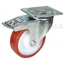 Polyurethane wheel in swivel medium duty bracket with pad and brake 4232150 BМ 