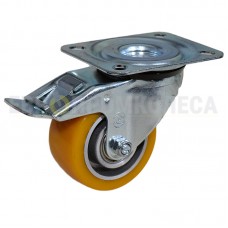 Polyurethane wheel in swivel bracket with pad and brake 5030080 BЕ