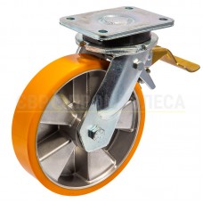 Колесо з поліуретану у поворотному надпосиленому кронштейні "Super Hard" з майданчиком з гальмом 5035200 ККП