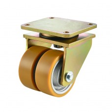 Подвійне колесо з поліуретану у поворотному екстра-посиленому кронштейні "Super-hard" з майданчиком 5125150x2 ККП