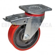 Polyurethane wheel in swivel duty bracket with pad and brake 5134160 BCU