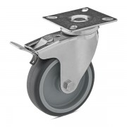 Polypropylene wheel in swivel bracket with pad and brake 6030075 BK