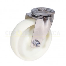 Колесо з термостійкого поліаміду у нерж. глянцевому поворотному кронштейні з отвором 7380Н100 АВН