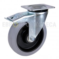 Wheel on elastic rubber in swivel bracket with pad and brakee 2930200 BE