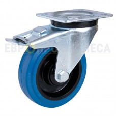 Wheel on elastic rubber in medium duty swivel bracket with pad and brakee 2932125 BE