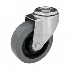 Wheel on elastic rubber and polyamide in swivel bracket with bolt hole 2981160 BK