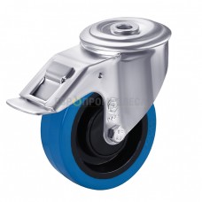 Wheel on elastic rubber in swivel bracket with bolt hole and brakee 2990080 BE