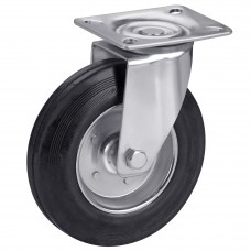 Wheel on a black rubber in swivel bracket with pad 1021250 RK