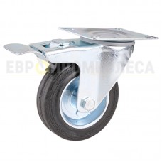 Wheel on a black rubber in swivel bracket with pad and brake 1031100 RК