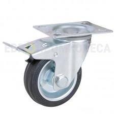 Wheel on a black rubber in swivel bracket with pad and brake 1031075 RС