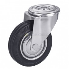Wheel on a black rubber in swivel bracket with bolt hole 1081080 RK