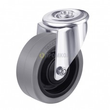 Wheel on elastic rubber and polyamide in swivel bracket with bolt hole 2981125 BK