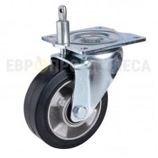Wheel on elastic rubber in swivel hard duty "Profi" bracket with pad with motion lock 2034140 BE