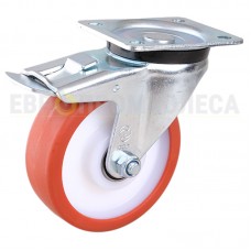 Polyurethane wheel in swivel medium duty bracket with pad and brake 4332125 BМ