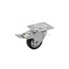 Wheel on a black rubber in swivel bracket with pad and brake 1030080 RC