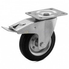 Wheel on a black rubber in swivel bracket with pad and brake 1030125 RC