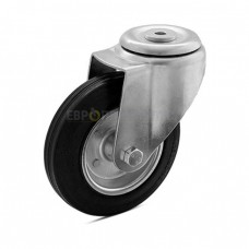 Wheel on a black rubber in swivel bracket with bolt hole 1080125 RС