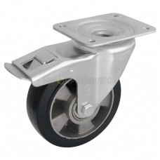 Wheel on elastic rubber in swivel medium duty bracket with pad and brake 2032160 BM