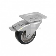 Wheel on elastic rubber in swivel medium duty bracket with pad and brake 2032100 BM