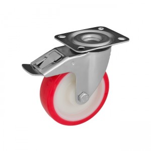Колесо з поліуретану у поворотному кронштейні з майданчиком та гальмом 4230200 ВМЄ
