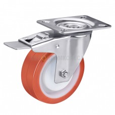 Polyurethane wheel in swivel bracket with pad and brake 4331080 BС