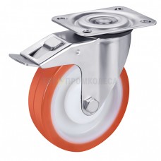 Polyurethane wheel in swivel medium duty bracket with pad and brake 4332100 BМ