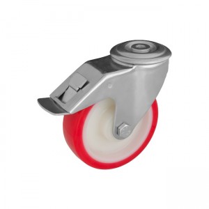 Колесо з поліуретану у поворотному кронштейні з отвором і гальмом 4290200 ВМЄ
