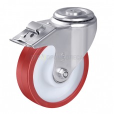 Polyurethane wheel in swivel bracket with bolt hole and brake 4390200 BE2