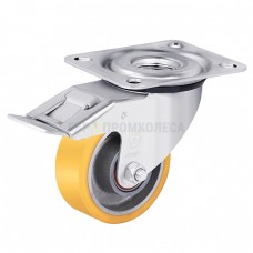 Polyurethane wheel in swivel bracket with pad and brake 5030080 BЕ-1