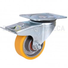 Polyurethane wheel in swivel medium duty bracket with pad and brake 5032080 BМ-1