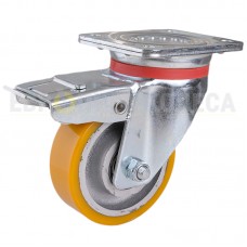 Polyurethane wheel in swivel duty bracket with pad and brake 5134125 BCU