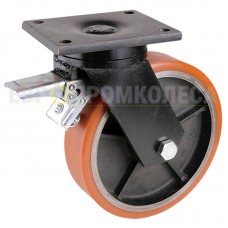 Polyurethane wheel in swivel duty bracket with pad and brake 5134250 BMH