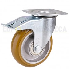 Polyurethane wheel in swivel bracket with pad and brake 5230100 BЕ